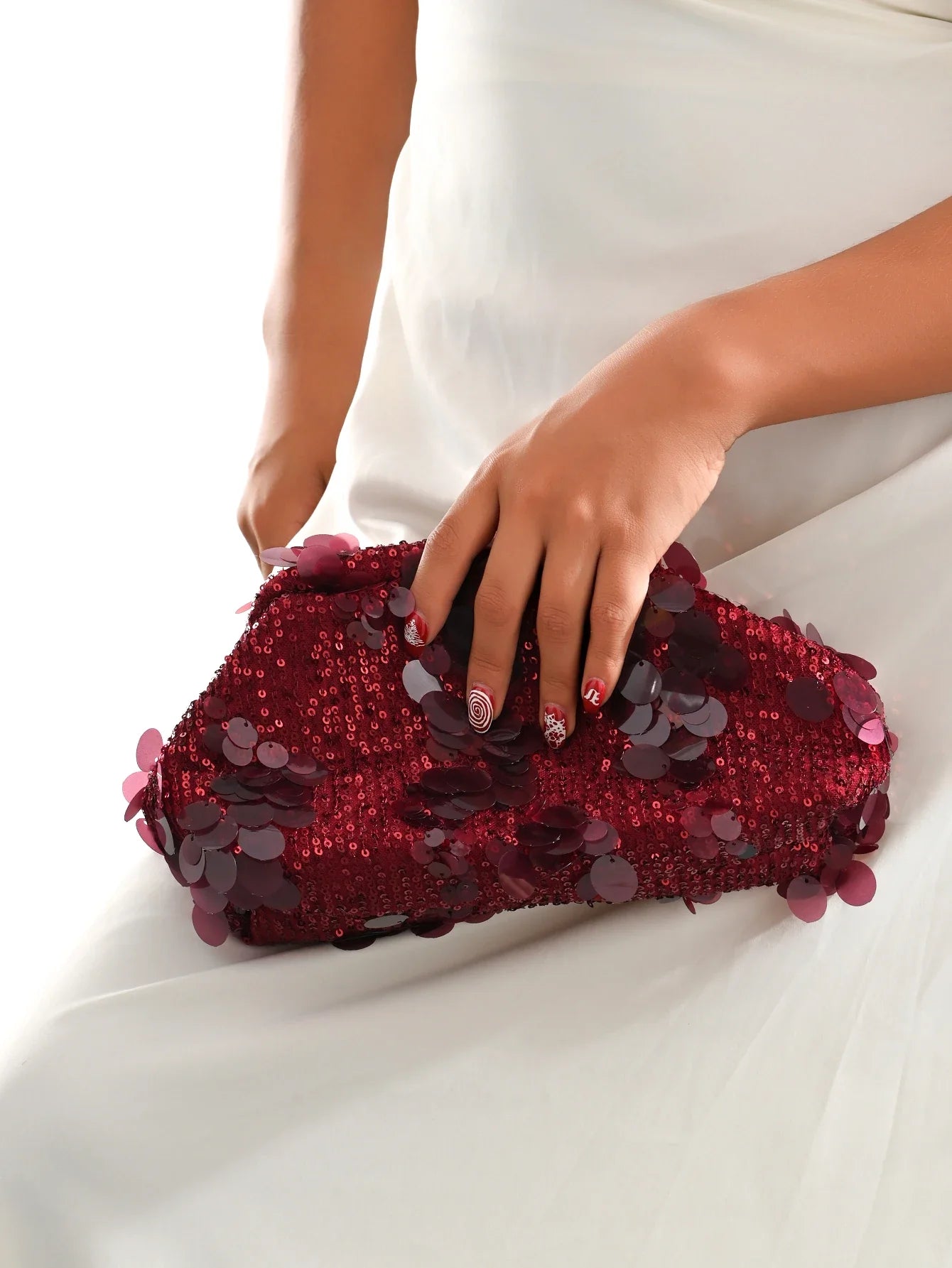 Dinner bag Fashion sequin messenger bag Women's simple handbag, large sequin clutch bag Versatile chain shoulder messeng  bag