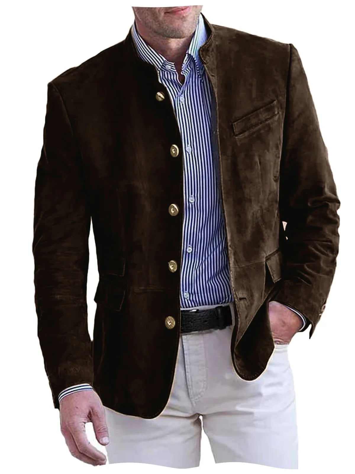 Autumn Winter Men's Casual Blazer Fashion Single-Breasted Snowflake Fleece Jacket Solid Color Daily Work Business Party Coats