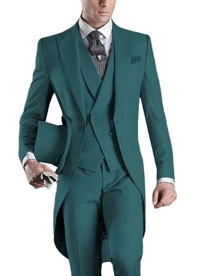 Costume Homme 3 Pieces Fashion Tuxedos Groom Wedding Men Suits Tuxedo Terno Masculino De Pour Hommes Blazer (Jacket+Pants+Vest)