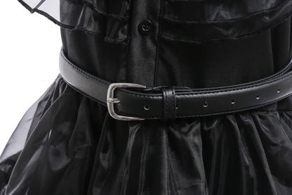 Wednesday Cosplay For Girls Costume Movie Addams Dresses for Girl Kids Mesh Party Dresses Halloween Carnival Costumes 4-12Yrs
