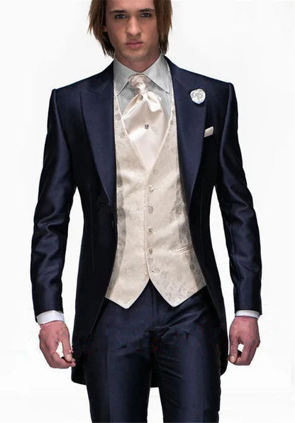 Grey Wedding Men Tuxedos Stand Collar Suit Men's Business Office Slim Fit Good Quality Male Suits 3 Pieces Sets