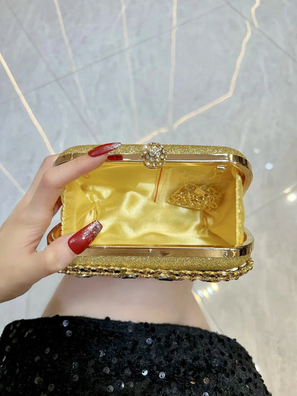 New Glass Diamond Clutch for Women, Exquisite French Rhinestone Evening Handbag, Luxury Lightweight Chain Bag for Formal Party