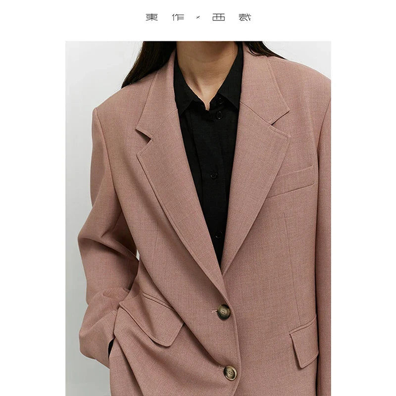 The Ultimate Store Hit~ Women's Mid-Length Oversized Blazer with Shoulder Pads for Petite Figures, Casual Suit Jacket