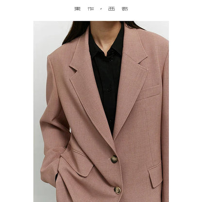 The Ultimate Store Hit~ Women's Mid-Length Oversized Blazer with Shoulder Pads for Petite Figures, Casual Suit Jacket