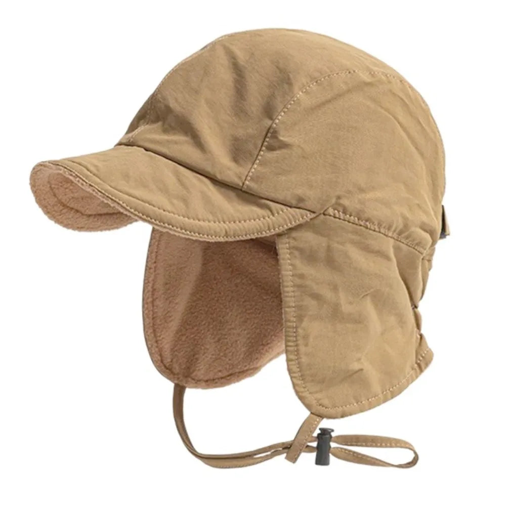 Japanese Retro Bomber Hat Solid Color Windproof Velvet Pilot Hat Ear Protection Lei Feng Hat Keep Warm