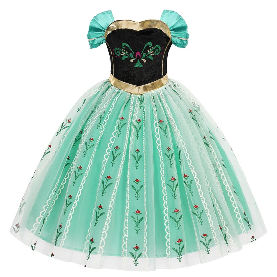 2-10Y New Anna Costumes for Girls 2026 Anna Princess Costume Mesh Dress Children Cosplay Birthday Carnival Party Costume Dress