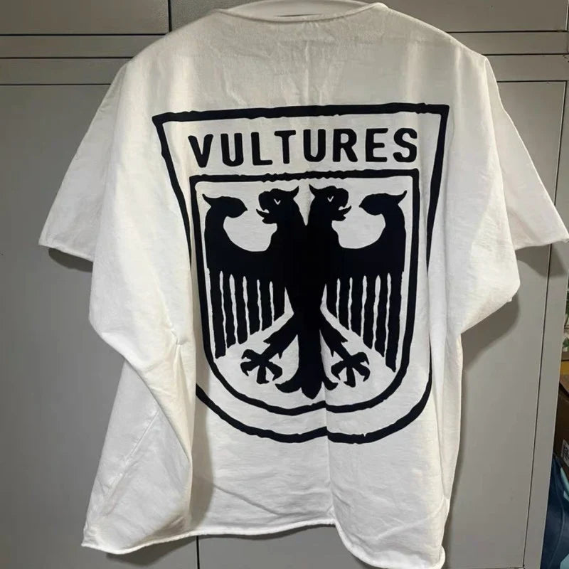 Double Eagle Head Print Vulture Sweatshirts Cotton Cutting Top Casual Loose Long Sleeve Hiphop Street Men Women Kanye Tshirts