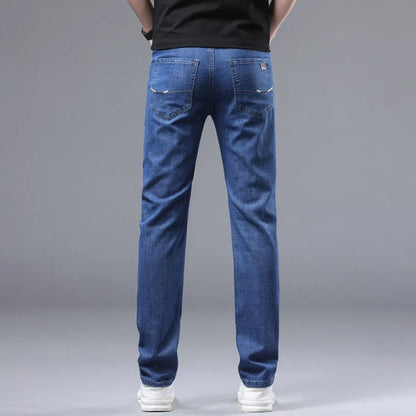 Models Spring Autumn Business Jeans Men Casual Straight Stretch Fashion Classic Work Denim Trousers Brand Clothing