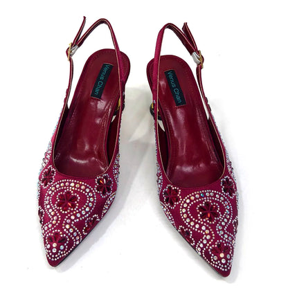 2024 Elegant Rhinestone Pointed-Toe Pumps With Matching Bag Set Large Capacity Bag for Women's Party High Heels