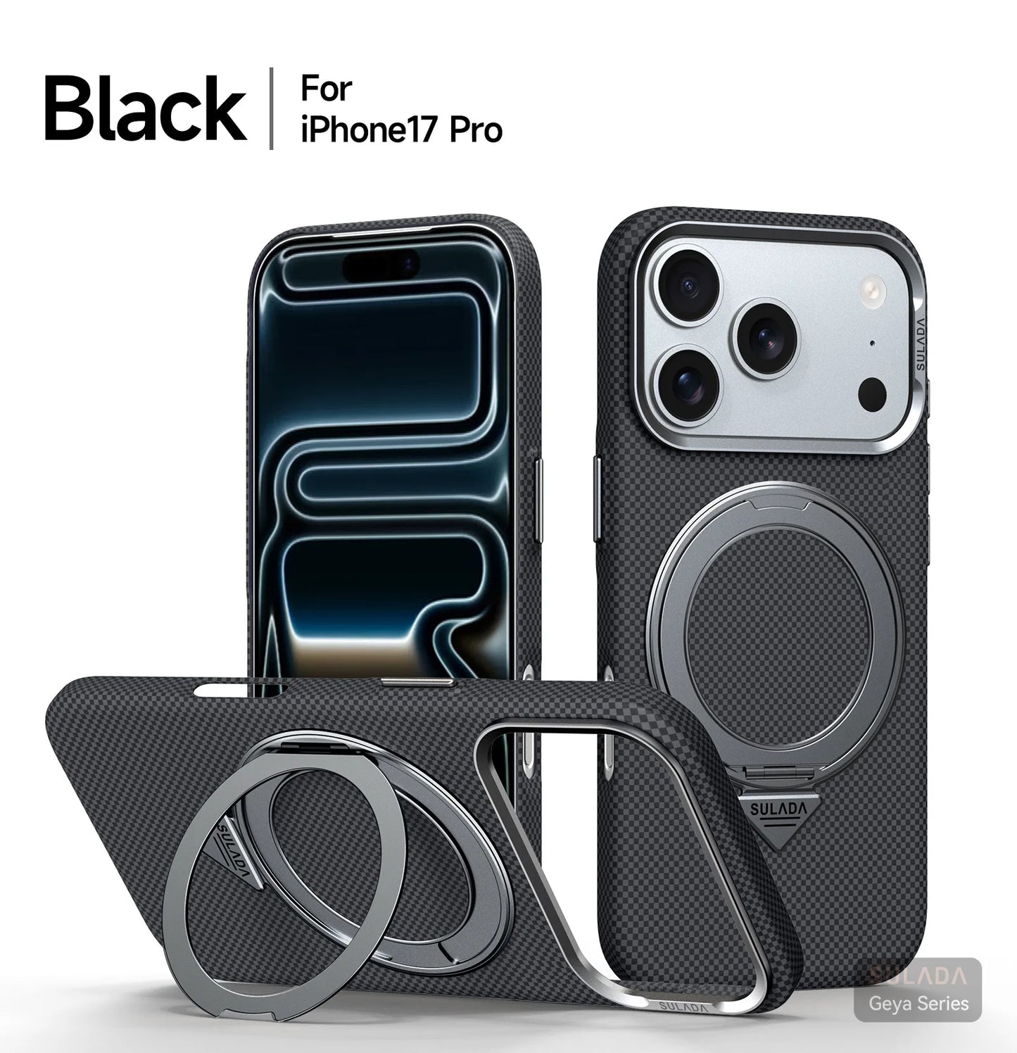 Kevlar Pattern Texture Wireless Charging Case For IPhone 18 Pro Max 17 16 360° Rotate Bracket Bare-metal Feel Drop-Proof Cover