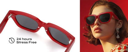 Women's Fashion Sunglasses Polarized UV Protection Square Acetate Frame Gift with Printing Butterfly Design