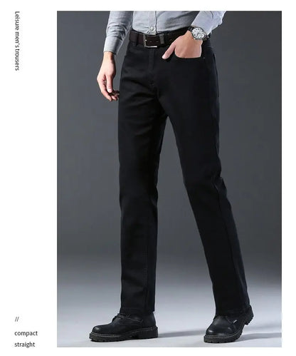 Men's classic high-end fashion versatile jeans, soft and slightly elastic black business denim pants, stylish upper body