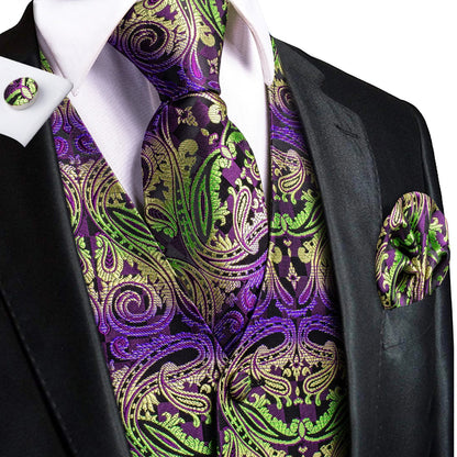 Ivory Beige Champagne Gold Mens Vests Tie Hankerchief Cufflinks Set Jacquard Vine Waistcoat for Men Suit Dress