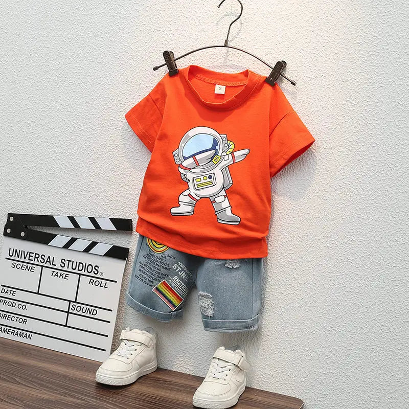 Summer Casual Children's Clothing Set Baby Boys Girls T-Shirt Short Pants 2pcs Suit Toddler Infant Coat for Kids 1-5 Years