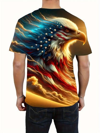 2025 Fashion Eagle Muscle Men's T-Shirts O-Neck Casual Tops Short Sleeve 3D Animal Printing Street T Shirt 6XL Men's Clothing