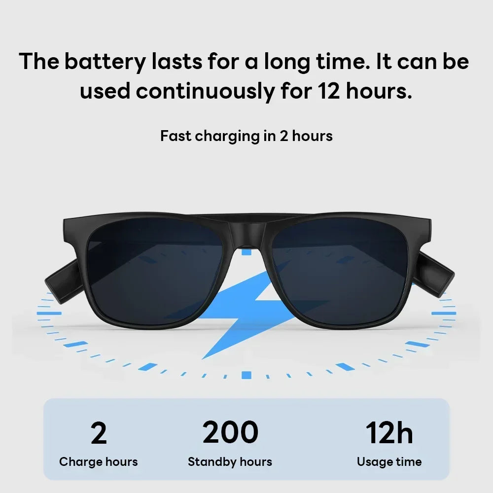 2027 Bluetooth AI Smart Glasses 1600w Pixel Camera Photo Recording Control Touch Translator Voice Assistant Sunglasses