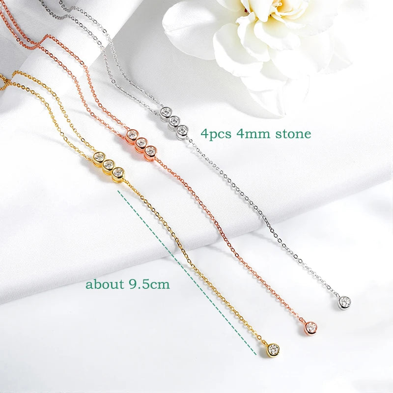Bubbles 100% Real Moissanite Necklace for Women Girls Sparkling Classic Pendant 925 Sterling Silver Lad Diamond Chain