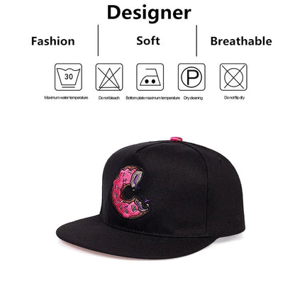 Unisex Doughnut Embroidery Hip-hop Hats Outdoor Adjustable Casual Baseball Caps Sunscreen Hat