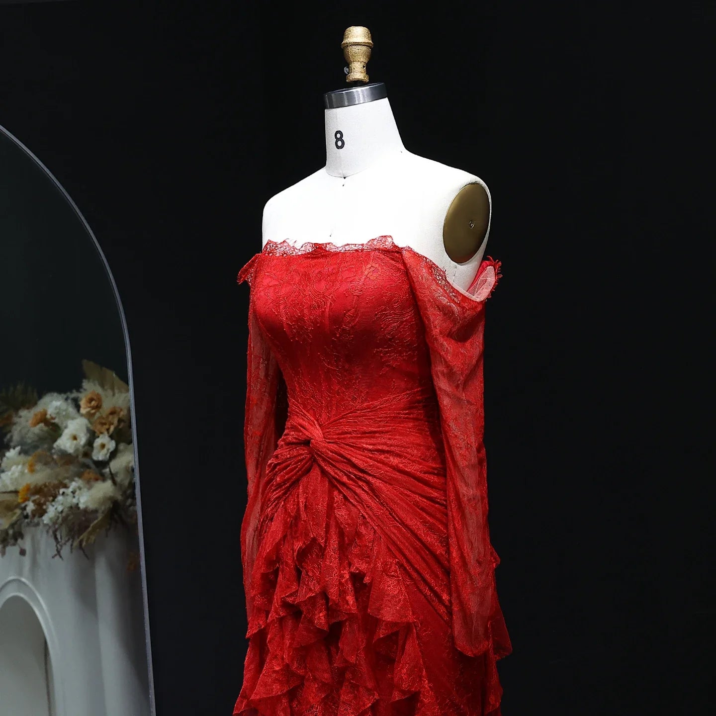 Said Luxury Blue Lace Evening Dress Saudi Arabia Elegant Off Shoulder Wedding Guest Gowns Formal Party Dress SF519 Custom