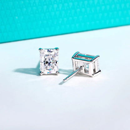 1cttw-6cttw Radiant Moissanites Earrings 925 Sterling Silver D Color VVS1 Moissanite Classic Stud Earrings for Woman