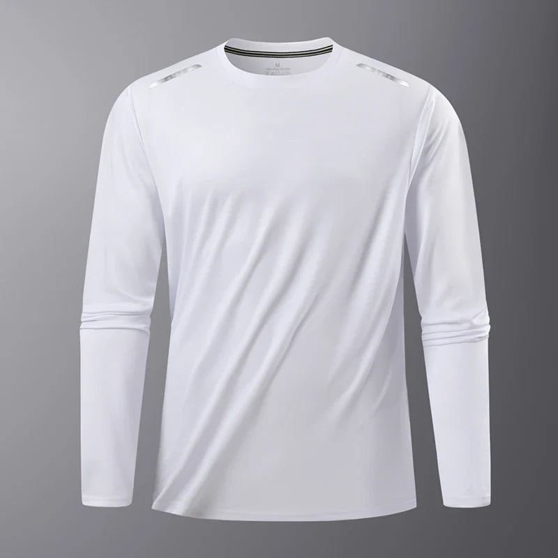 Men's Hiking Quick Drying T-shirts Breathable Camping Running Fishing Soft Elasticity Long Sleeve Tees Summer Autumn