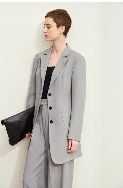 Minimalism 2024 Autumn Jackets for Women New Stand Collar Slim Female Vintage Quality Shoulder Pad Tailored Coat 12443066