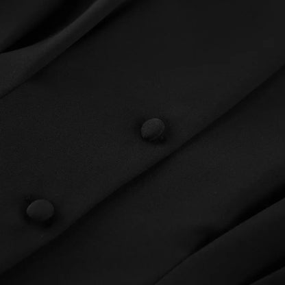 Elegant V-neck Tunics Black Suit 2026 Spring Women's Long Sleeve Single Breasted Slim Blazers Ruched Outerwear Streetwear