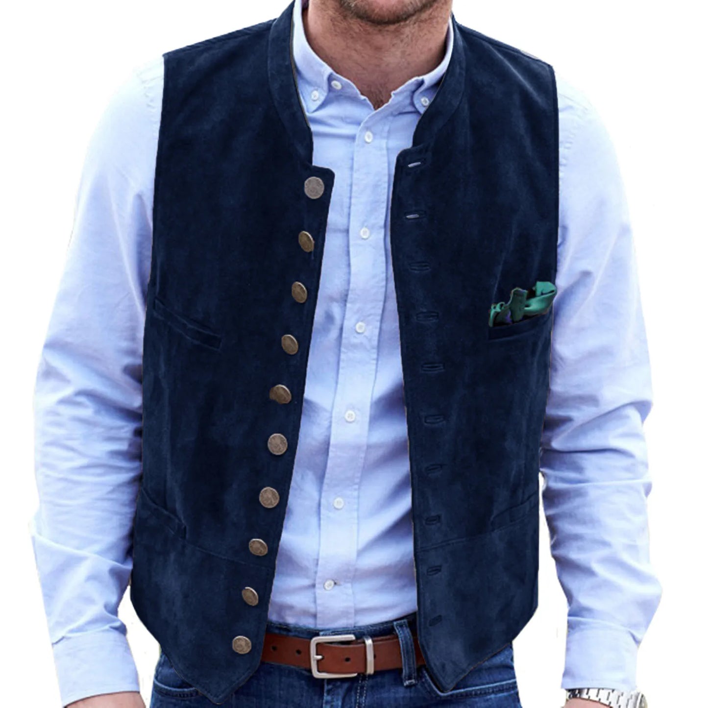 Men Vest Brown Frosted Velvet Single Button Casual Steampunk Style Waistcoat For Business Work Office Daily Sleeveless