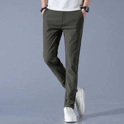 2026 Spring Summer Men's Ice Silk Golf Casual Slim Straight Thin Trousers Male Fashion Stretch Breathable Jogging 28-38