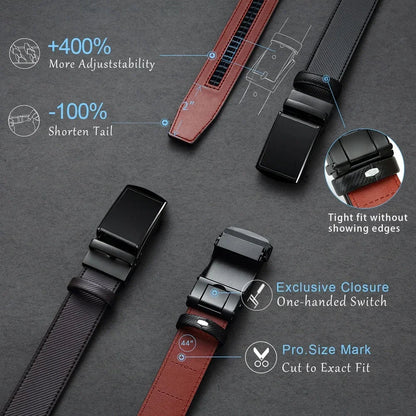 New Mens Belt Automatic Genuine Leather Luxury Belt of Men Male Metal Automatic Buckle Designer High Quality Waist Belt Black