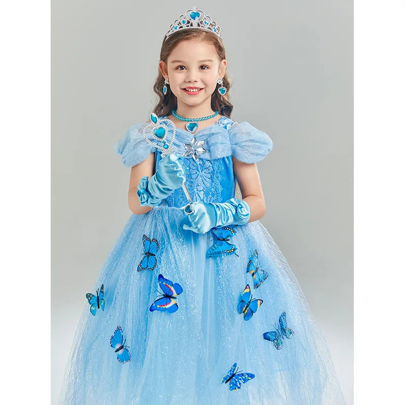 Kids Girls Cosplay Costume Children Summer Pageant Fantasy Cinderella Carnival Clothes Princess Birthday Dress 2-10 Yrs Clothes