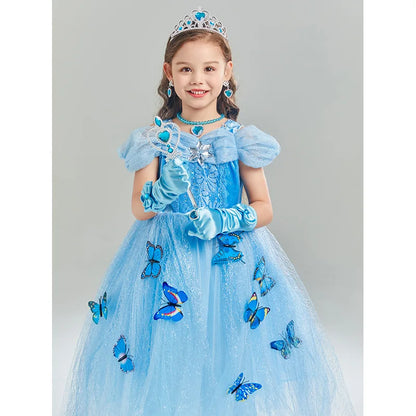 Kids Girls Cosplay Costume Children Summer Pageant Fantasy Cinderella Carnival Clothes Princess Birthday Dress 2-10 Yrs Clothes
