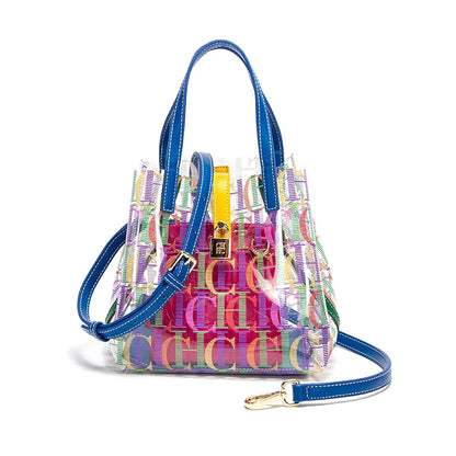 Women's High Capacity Tote Bag PVC Transparent Printed Letter Shopping Bag Crossbody Bag