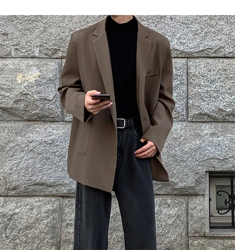 Spring Summer Men Formal Blazers Men Korean Fashion Loose Casual Dress Jacket Men Harajuku Social Suit Jacket Clothing