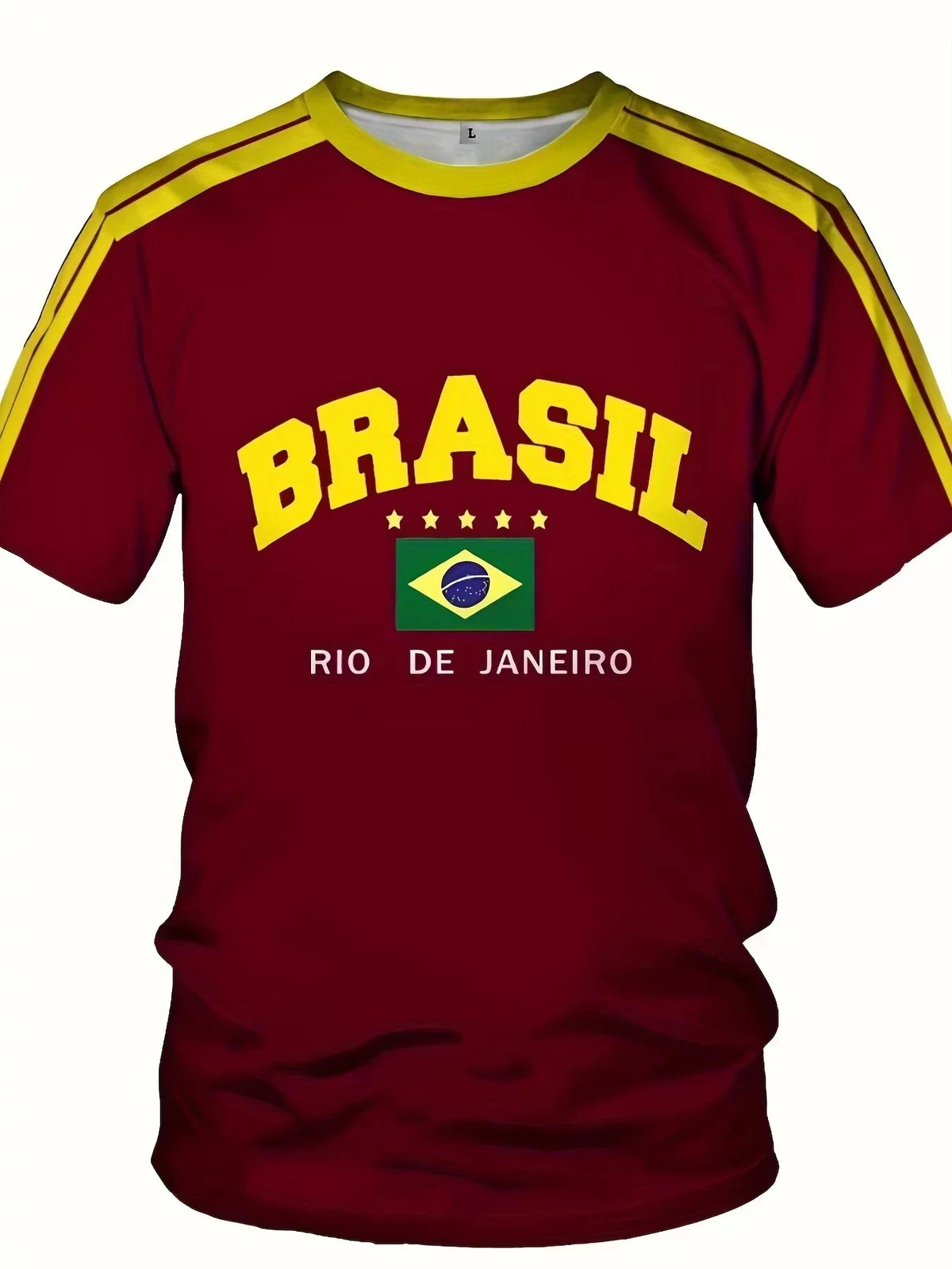 Retro Brasil Rio de Janeiro T-Shirt, Men Women Oversized Brazil Flag Print Casual Streetwear Short Sleeve Top Football jersey