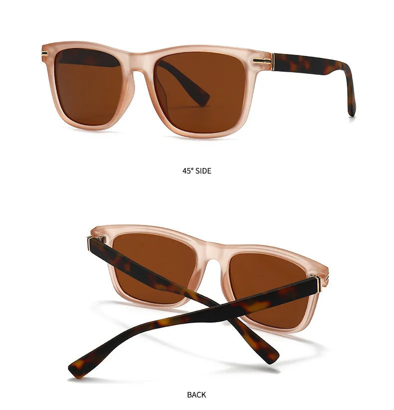 Trending Square Men Punk Rivets Sunglasses Retro Dark Green Eyewear Women Shades UV400 Polarized Sun Glasses