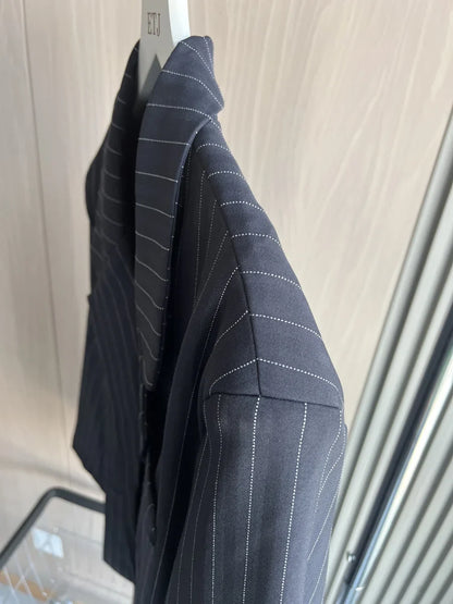 Fall/Winter 2025 New  Women's Street Fashion oversized pinstripe shoulder-padded loose suit jacket for women