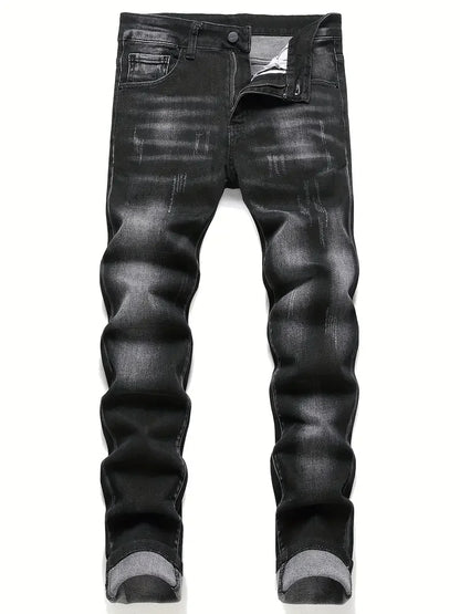 Men's Stretchy Denim Jeans For Men Simple Slim Casual Straight Fashion Classic Pants Cargo Denim Jeans Solid Streetwear Trousers