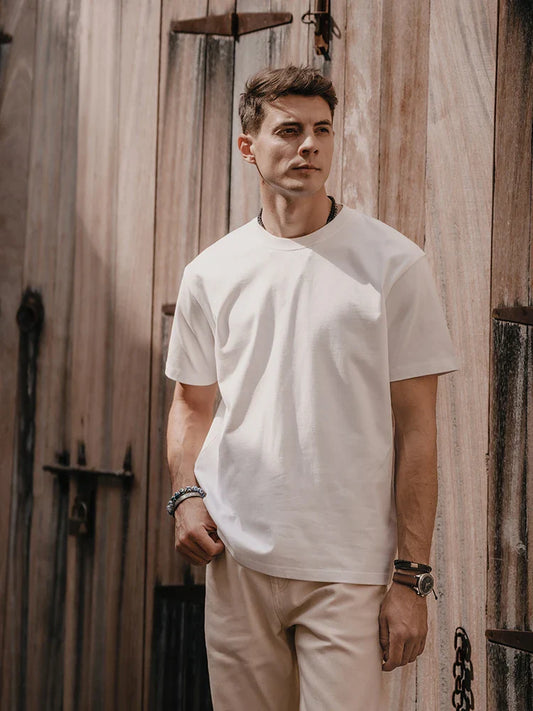 2026 Summer New Oversize 310gsm 100% Cotton T-shirts Men Quality Breathable Solid Color Comfortable Tops