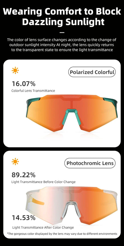 Photochromic Cycling Glasses Polarized Adjustable Nose Support Myopia Frame Sports Sunglasses Men Women Eyewear Goggle