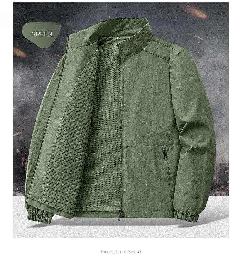 Autumn Breathable New Men's Jackets Outdoor Sports Loose Korean Casual Coat Man Stand Up Collar Classic Solid Color Windbreaker