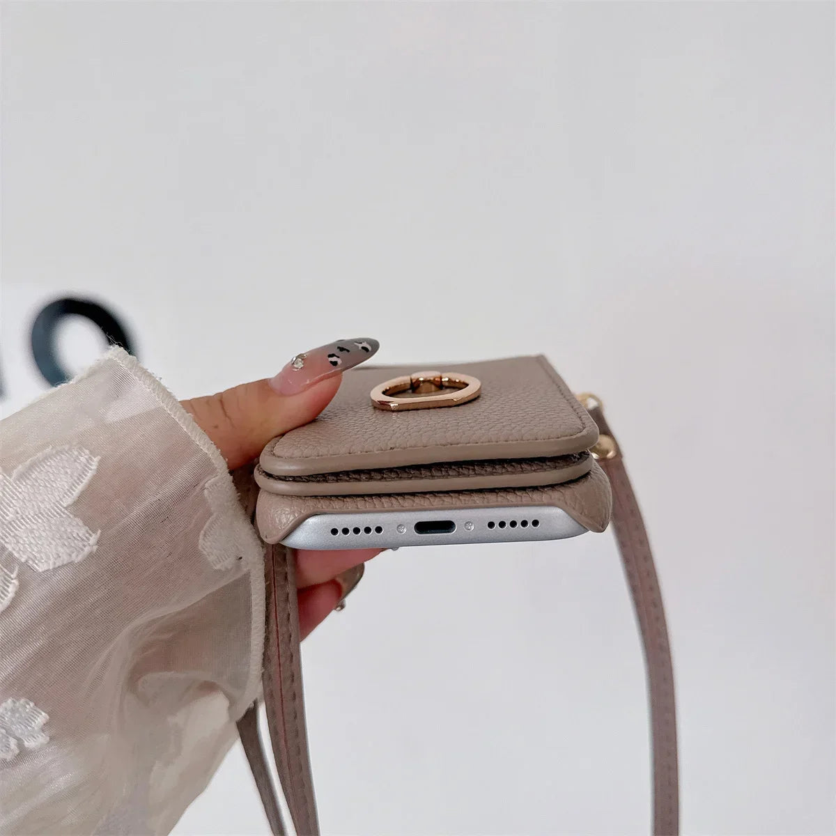 Crossbody Lanyard with Ring Card Holder Make up Mirror Wallet Phone Case for IPhone 17 Air 16E 15 14 Plus 13 12 11 Pro Max Cover