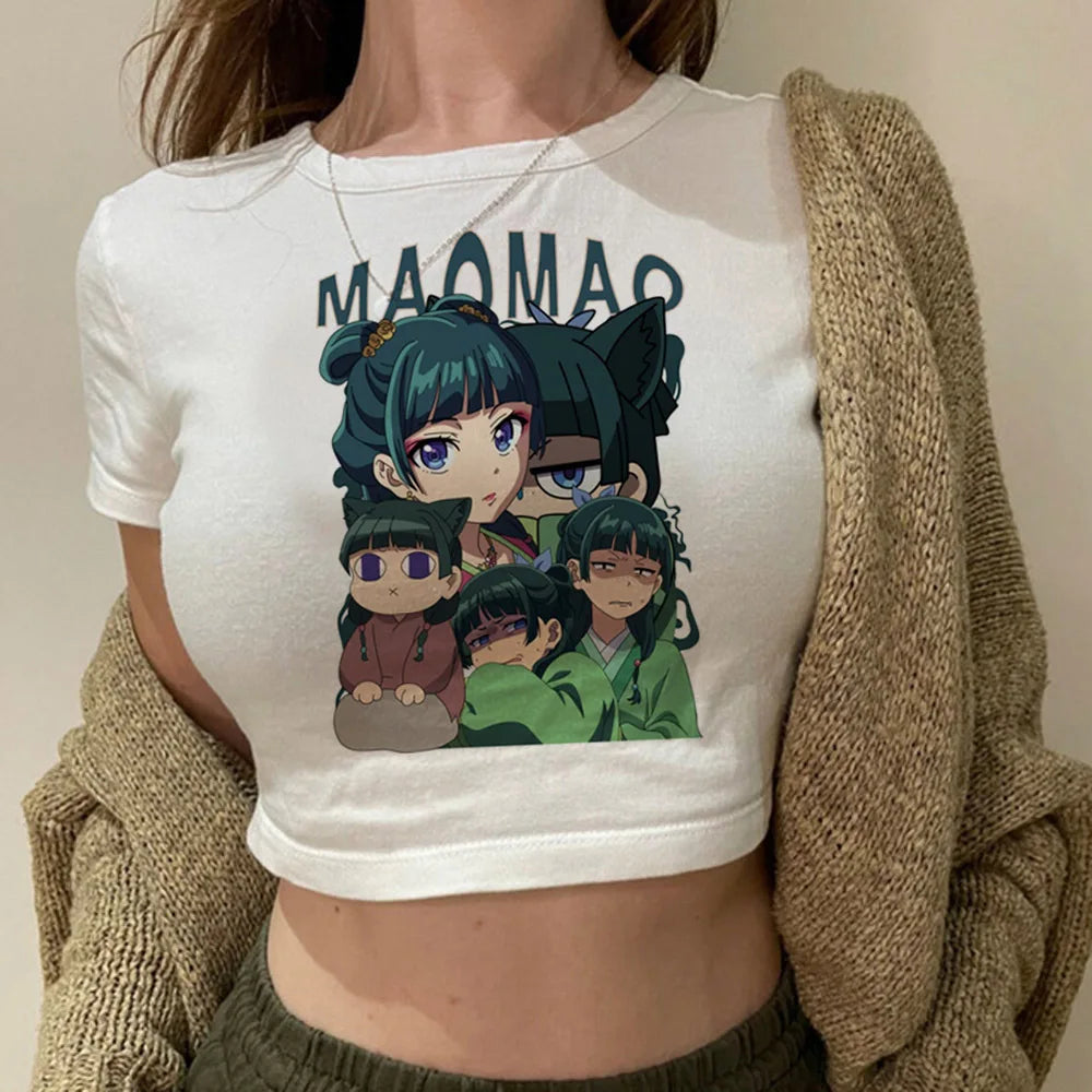 Apothecary Diaries crop top vintage  cute Slim Fit Cute 2025 summer Grunge Streetwear harajuku woman top