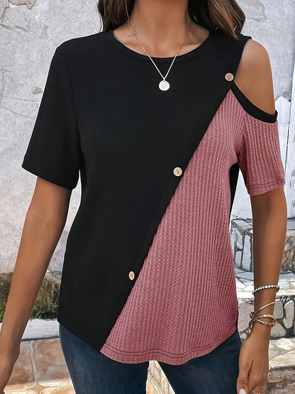 Women Plus Size Woven Spring And Summer T-shirt