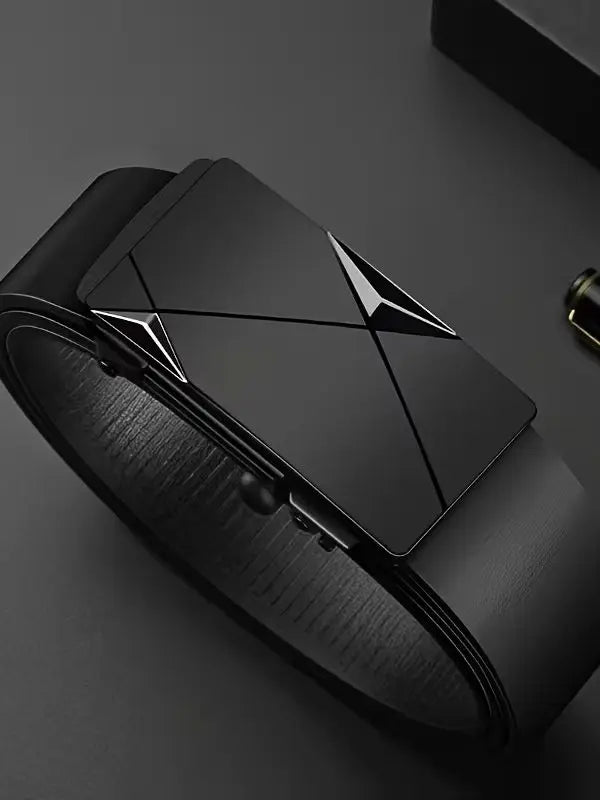 Men's 3-Piece Faux Leather Belt Set, 2026 New Style, Automatic Smooth Buckle, for Tucking In, Great for Business and Casual