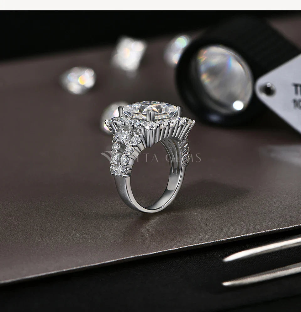 S925 Silver Moissanite Engagement Ring for Women 6CT Princess Excellent Cut Luxury Wedding Jewelry With GTC Certificate