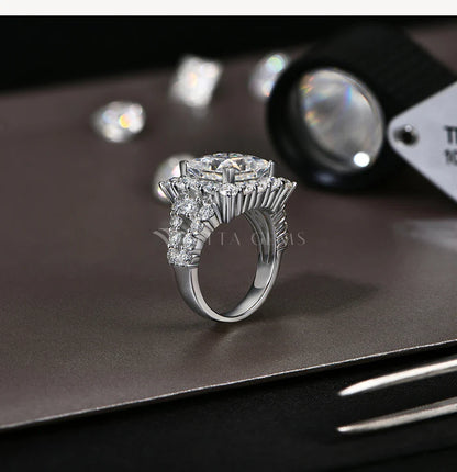 S925 Silver Moissanite Engagement Ring for Women 6CT Princess Excellent Cut Luxury Wedding Jewelry With GTC Certificate