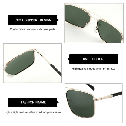 Men's Polarizing Sunglasses Double Bridge Pilot Shade High Quality Metal Sun Glasses For Fishing Driving RTM-2108