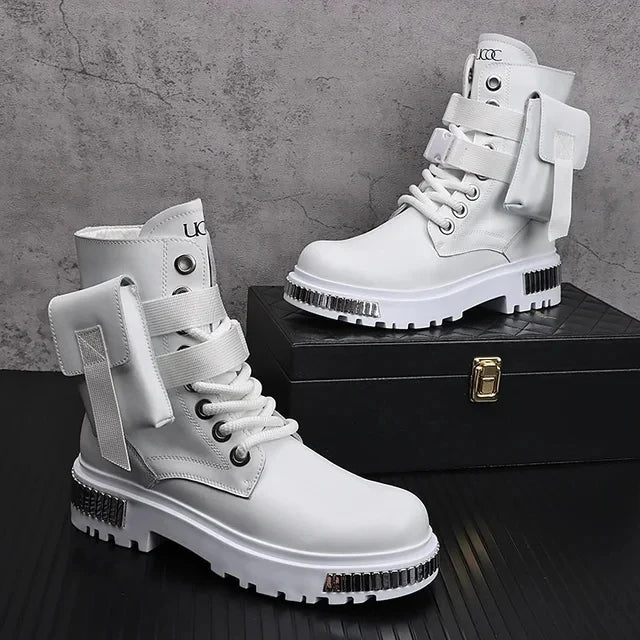 ABOORUN Men's White Boots