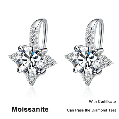 NeeTim 1ct 6.5mm Moissanite Earrings for Women S925 Sterling Silver with Gold Plated Diamond Earring Wedding Party Fine Jewelry